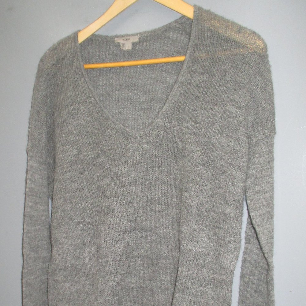 Helmut Women's Sweater Size L Gray Asymethric Made in China with Italian Yarn